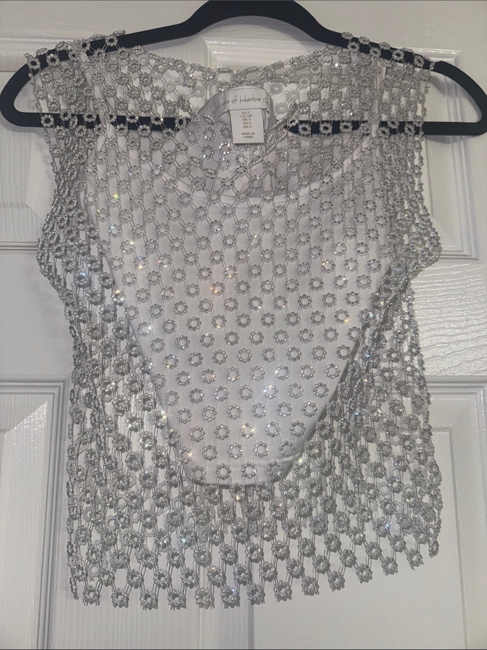 House of Harlow 1960 Silver Beaded Mesh Camisole